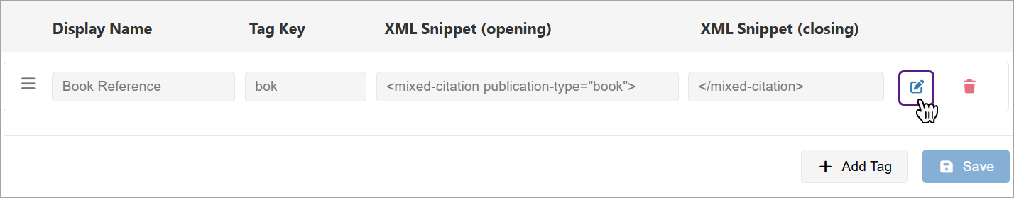 Edit Tag by clicking the pencil icon