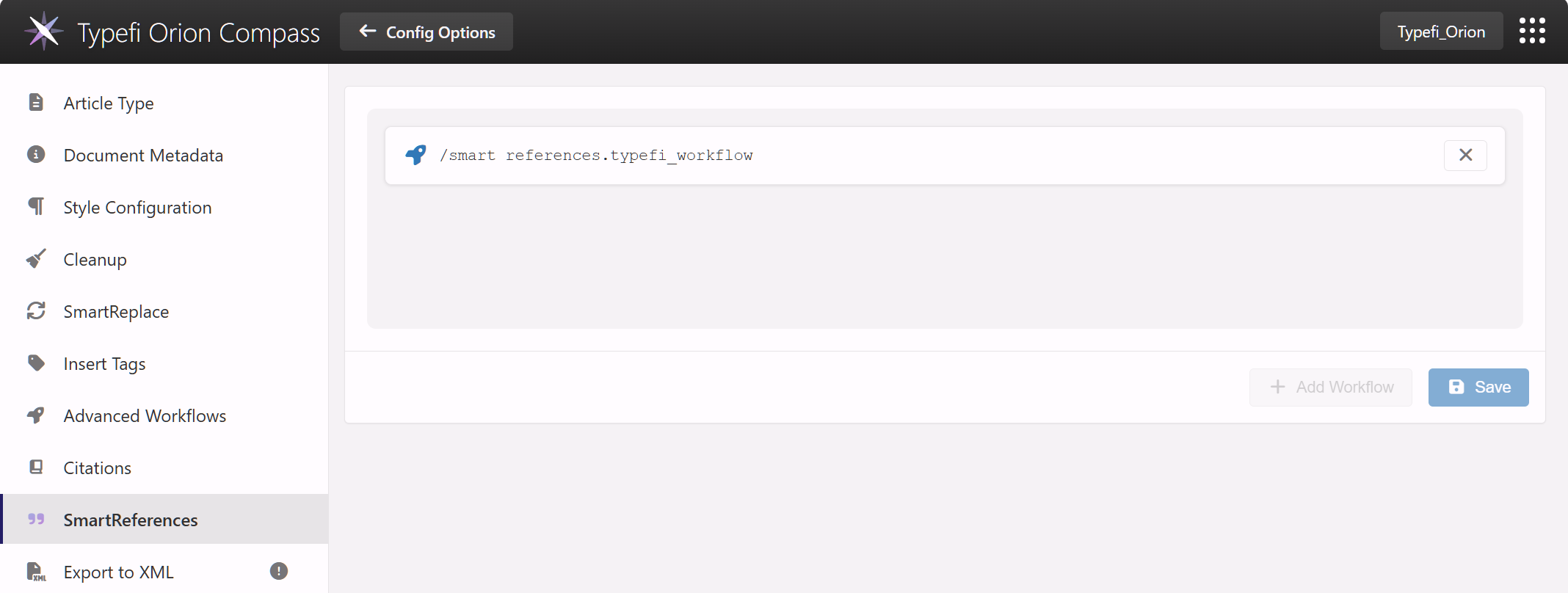 SmartReferences workflow in Orion Compass