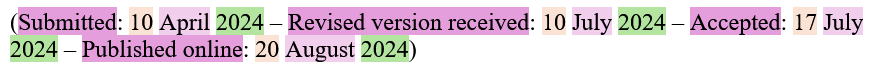 Example of publication history tagged when running Export Preflight