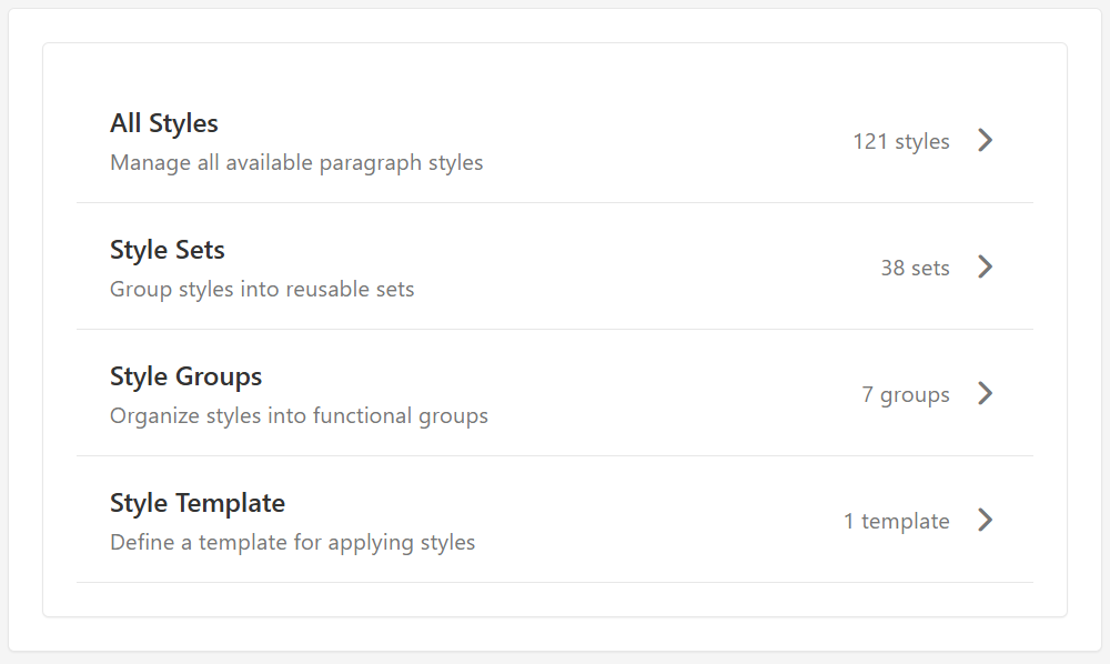 Typefi Orion Compass Style Configurations view