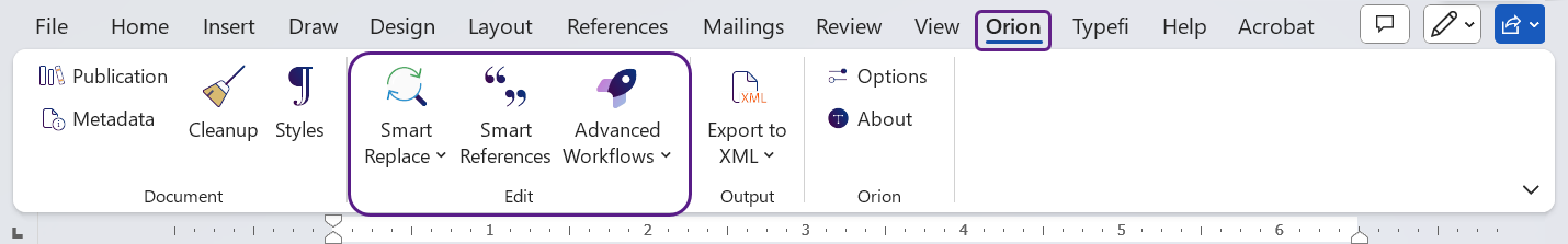 Orion ribbon Edit group