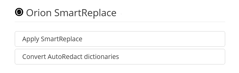 Orion SmartReplace plug-in UI